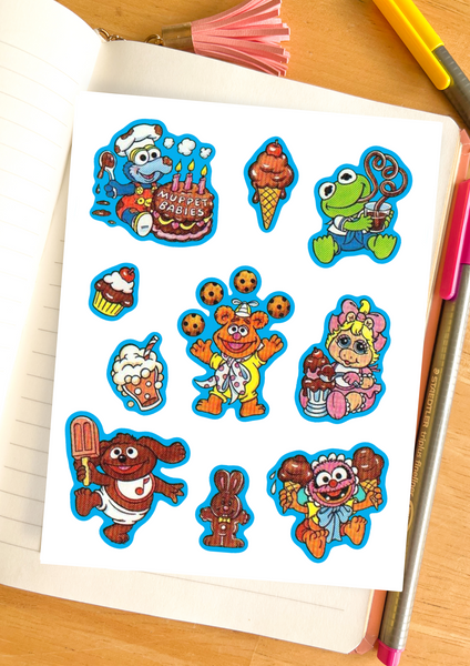 Muppet Babies Nostalgic Sticker Sheet (one count) | Cute Stationery , Bujo Stickers, Planner, Bullet Journal