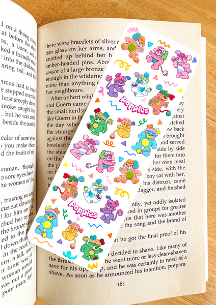 Popples Bookmark (one count) - laminate, one sided, glossy book love gift