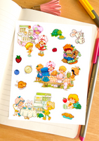 Strawberry 80s Style Thanksgiving Cartoon Nostalgic Sticker Sheet (one count) Stationery bujo Stickers, Planner, Journal Shortcake Cottage Core