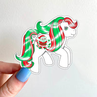 My Little Pony G1  3” Christmas Sticker Theme Vinyl Artwork, Water Bottle, Tumbler, Laptop Decal Friendship is Magic Vintage Retro Gift Idea