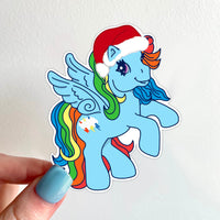 My Little Pony 3” G2 Rainbow Dash Christmas Sticker Theme Vinyl Artwork, MLP Brony Decal Friendship is Magic Vintage Retro Gift Idea