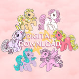 MLP theme PNG Digital Download G1 Vintage BUNDLE horse themed, Retro 90s, 80s, Clipart for Invitations