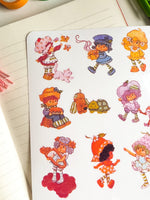 Strawberry 80s Cartoon Nostalgic Sticker Sheet (one count) | Cute Stationery , Bujo Stickers, Planner, Bullet Journal Shortcake Cottage Core