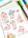 Peach 80s Cartoon Nostalgic Sticker Sheet (one count) | Cute Stationery , Bujo Stickers, Planner, Bullet Journal Shortcake Cottage Core
