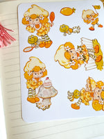 Lemon 80s Cartoon Nostalgic Sticker Sheet (one count) | Stationery, Bujo Stickers, Planner, Bullet Journal Strawberry Shortcake Cottage Core