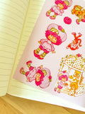 Raspberry 80s Cartoon Nostalgic Sticker Sheet (one count) | Cute Stationery , Bujo Stickers, Planner, Bullet Journal Shortcake Cottage Core