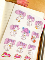 Poochie Cartoon Nostalgic Sticker Sheet (one count) | Cute Stationery , Bujo Stickers, Planner, Bullet Journal