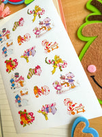 Christmas Strawberry Friends 80s Cartoon Nostalgic Sticker Sheet (one count) | Cute Stationery , Bujo Stickers, Planner, Bullet Journal Shor