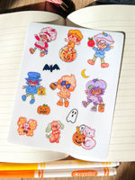 Halloween Autumn Fall Cartoon Nostalgic Sticker Sheet (one count) | Cute Stationery , Bujo Stickers, Planner, Bullet Journal