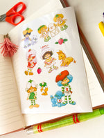 Strawberry Cartoon Nostalgic Sticker Sheet (one count) | Cute Stationery , Bujo Stickers, Planner, Bullet Journal
