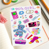 90s Girl Babe Nostalgic Sticker Sheet (one count) | Cute Millennial Stationery , Nineties Bujo Stickers, Planner, Bullet Journal