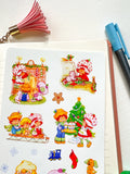 Christmas Strawberry Friends  Cartoon Nostalgic Sticker Sheet (one count) | Cute Stationery , Bujo Stickers, Planner, Scarpbook Journal