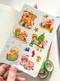 Christmas Strawberry Friends  Cartoon Nostalgic Sticker Sheet (one count) | Cute Stationery , Bujo Stickers, Planner, Scarpbook Journal