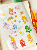 Bears 80s Cartoon Nostalgic Sticker Sheet (one count) | Cute Stationery , Bujo Stickers, Planner, Bullet Journal