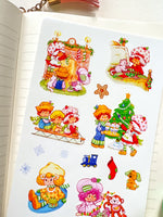 Strawberry 80s Style Christmas Cartoon Nostalgic Sticker Sheet (one count) Stationery bujo Stickers, Planner, Journal Shortcake Cottage Core
