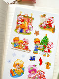 Strawberry 80s Style Christmas Cartoon Nostalgic Sticker Sheet (one count) Stationery bujo Stickers, Planner, Journal Shortcake Cottage Core
