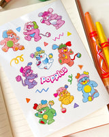 Popples Cartoon Nostalgic Sticker Sheet (one count) | Cute Stationery , Bujo Stickers, Planner, Bullet Journal